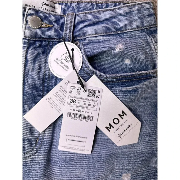 Stradivarius Mom Petite Jeans High Rise Button Fly Vintage Women's US 6 New - Picture 6 of 16